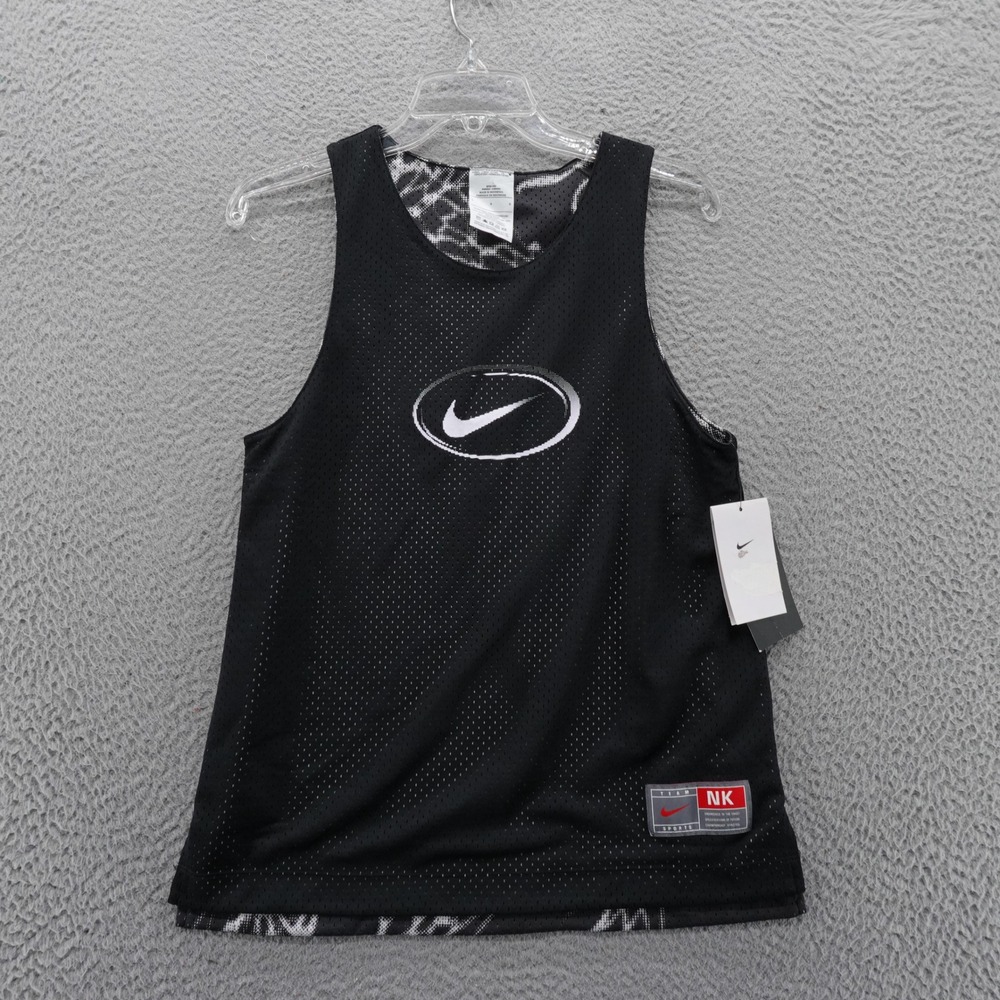 Nike Kids Reversible Basketball Jersey Black White Mesh Tank‎ Top Large NEW